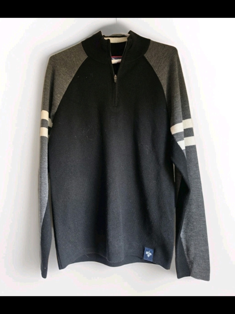 Meister 1/4 Zip Wool Blend Sweater Women’s Sz S Black and Gray Fera NWT